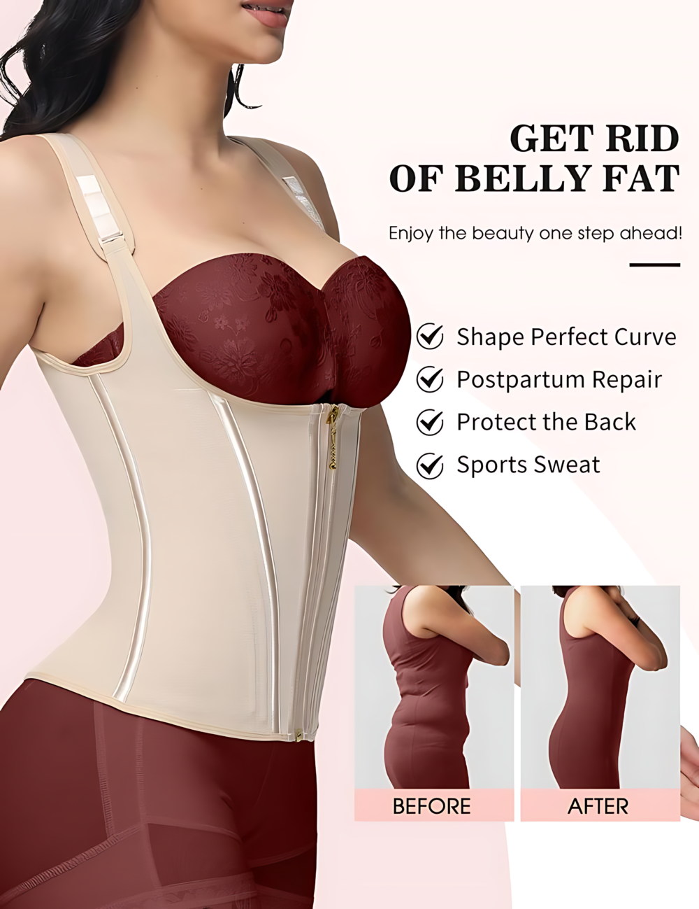 Waist Shapewear for Women TummyControl Girdle Workout Shapewear withAdjustable Shoulder Strap - Image 6