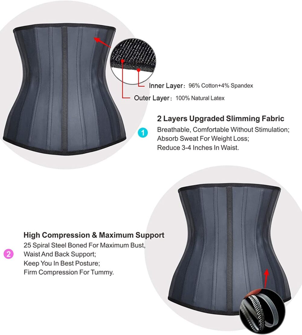 Waist Trainer for Women Latex Underbust Waist Cincher Corset Sport Girdle Hourglass Body Shaper - Image 12