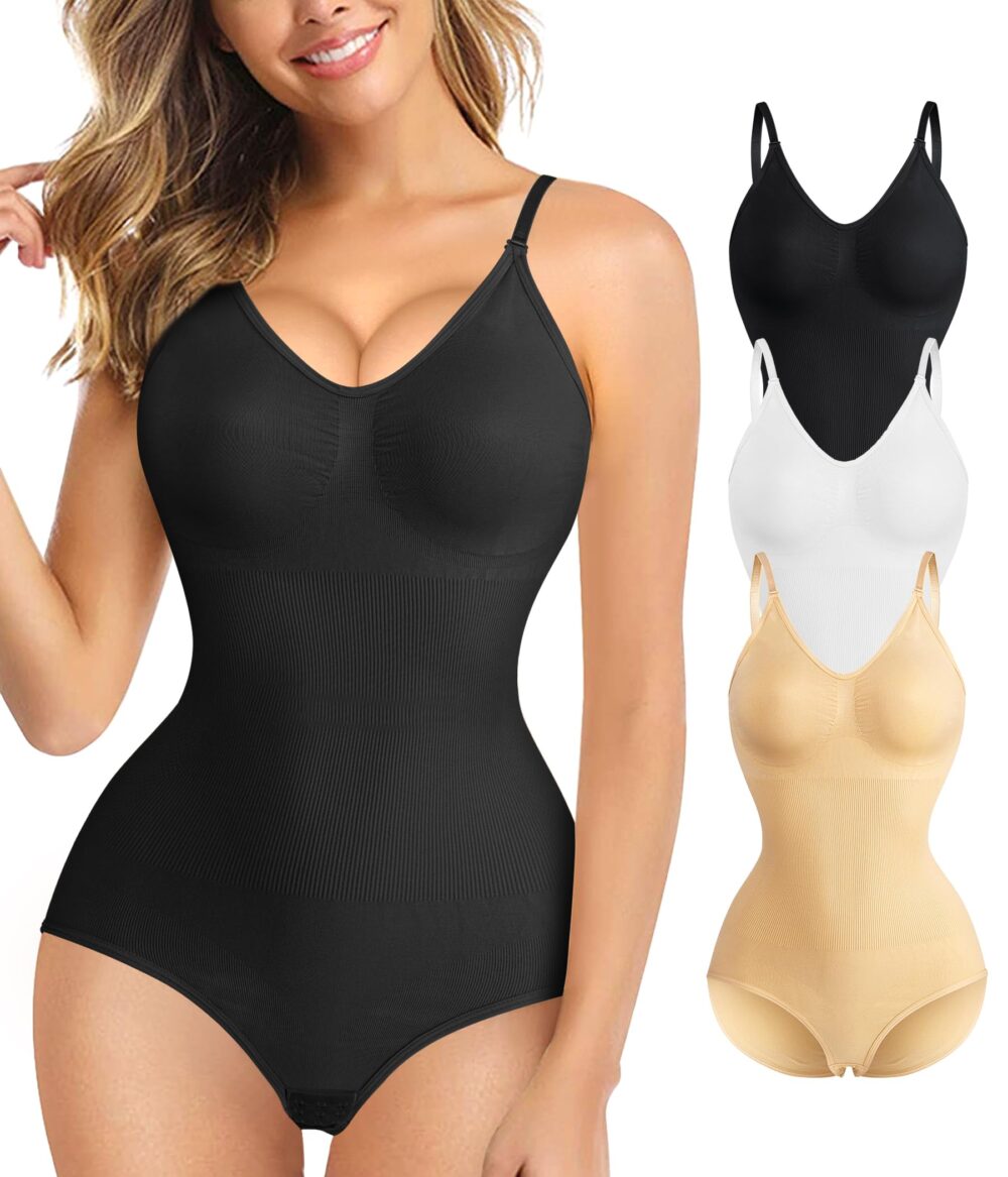 Womens' Waist Trainer Seamless Round Neck Tummy Control Shapewear Bodysuit