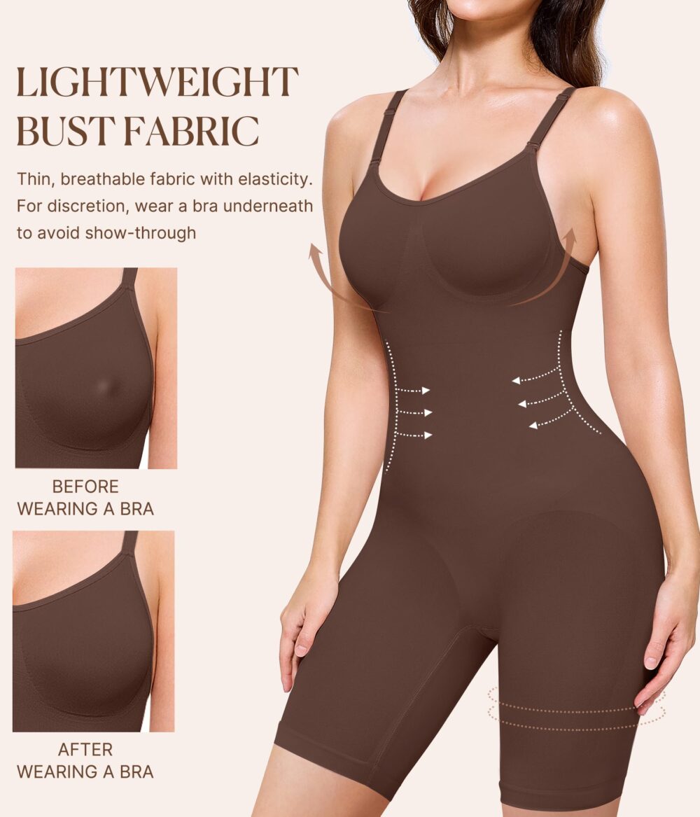 Waist Trainer Bodysuit for Women Tummy Control Shapewear Round Neck Seamless Butt Lifter Full Body Shaper - Image 8