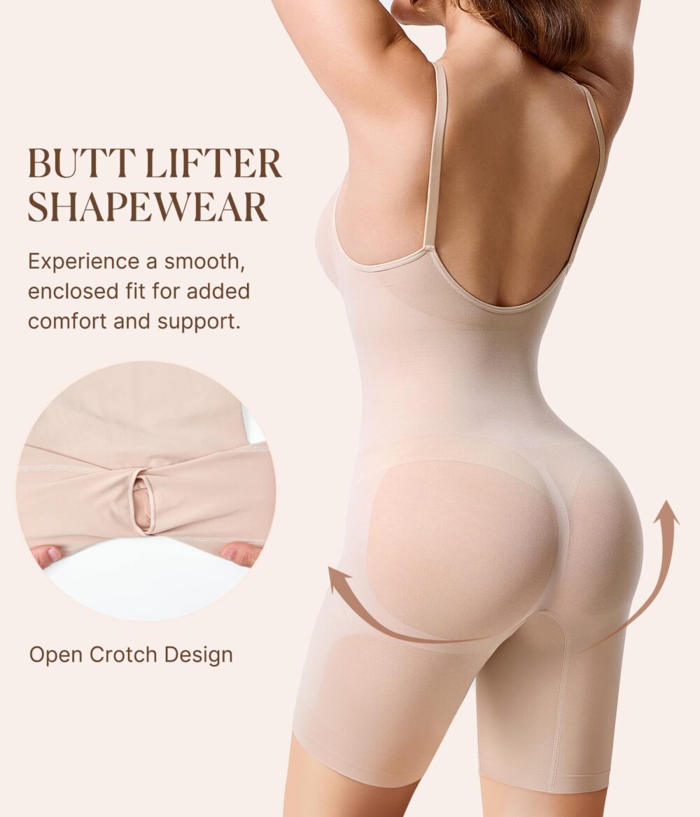Waist Trainer Bodysuit for Women Tummy Control Shapewear Round Neck Seamless Butt Lifter Full Body Shaper - Image 11