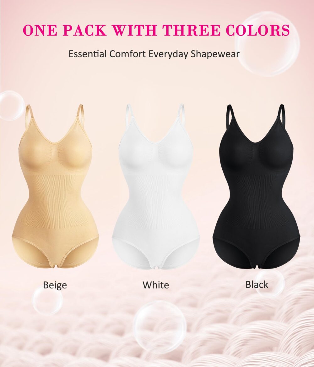 Womens' Waist Trainer Seamless Round Neck Tummy Control Shapewear Bodysuit - Image 2