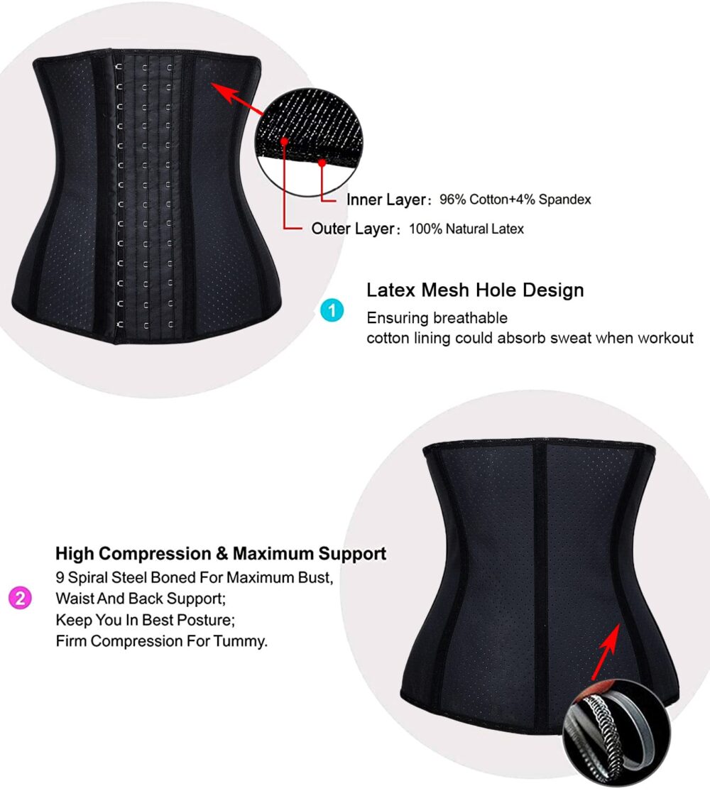 Waist Trainer for Women Latex Underbust Waist Cincher Corset Sport Girdle Hourglass Body Shaper - Image 5