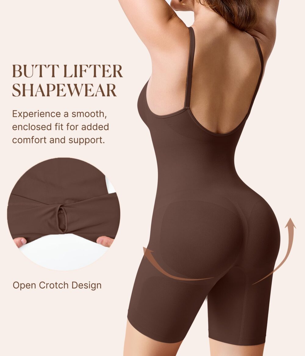 Waist Trainer Bodysuit for Women Tummy Control Shapewear Round Neck Seamless Butt Lifter Full Body Shaper - Image 7