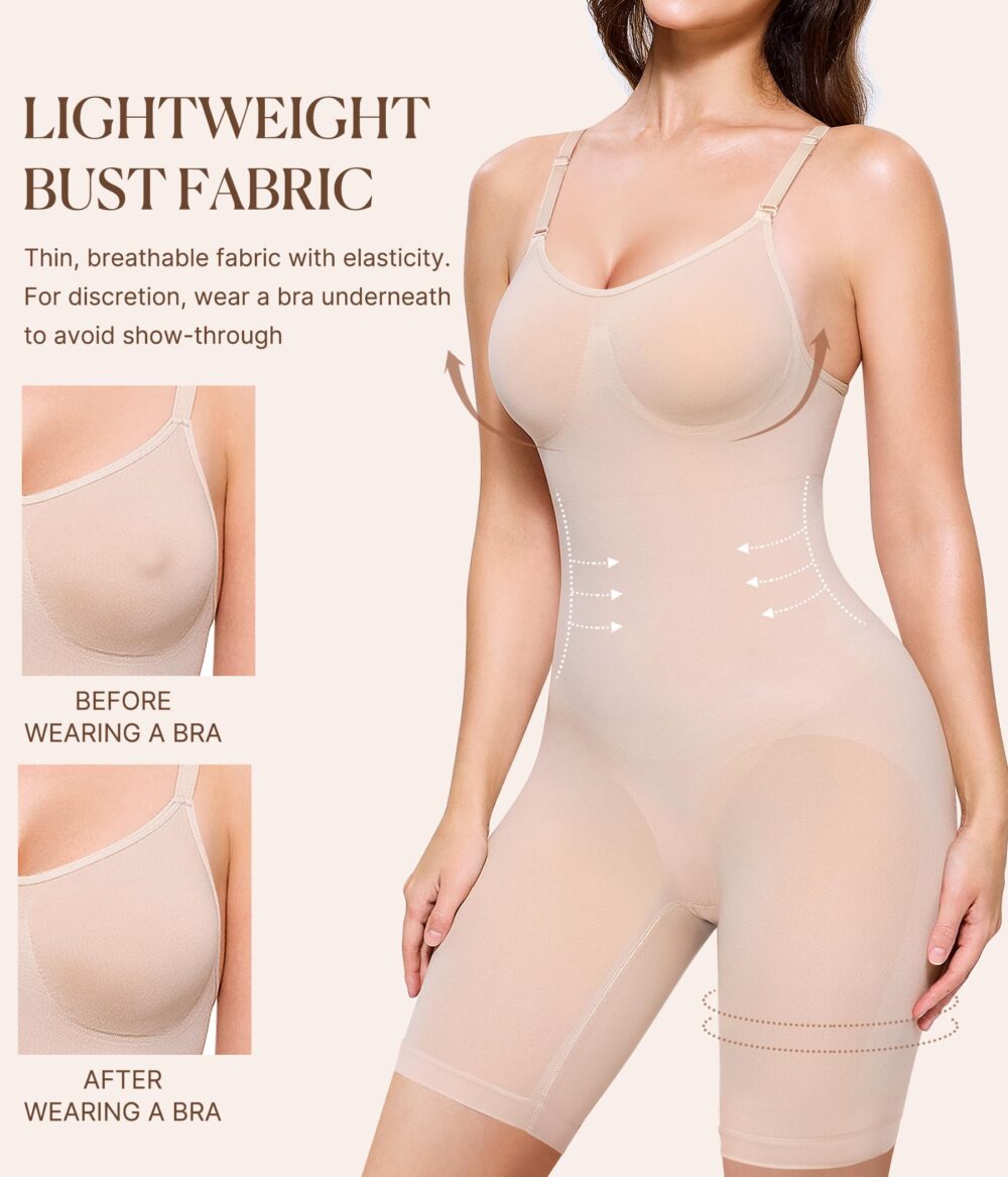 Waist Trainer Bodysuit for Women Tummy Control Shapewear Round Neck Seamless Butt Lifter Full Body Shaper - Image 10