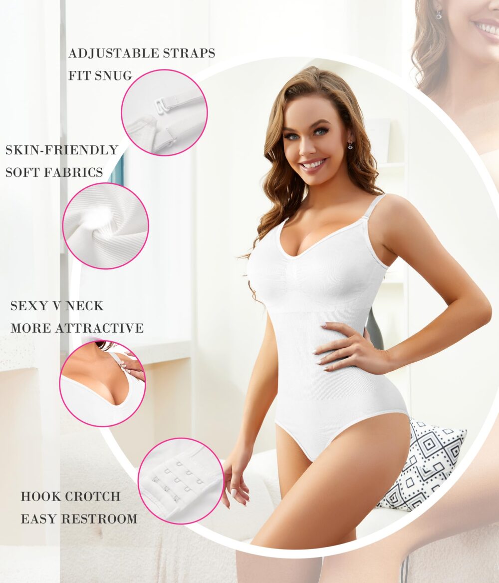 Womens' Waist Trainer Seamless Round Neck Tummy Control Shapewear Bodysuit - Image 21