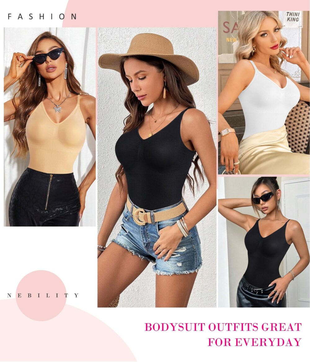 Womens' Waist Trainer Seamless Round Neck Tummy Control Shapewear Bodysuit - Image 5