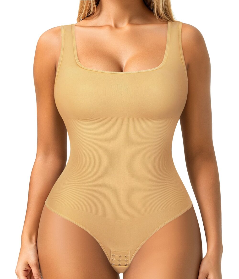 Womens' Waist Trainer Seamless Round Neck Tummy Control Shapewear Bodysuit - Image 23